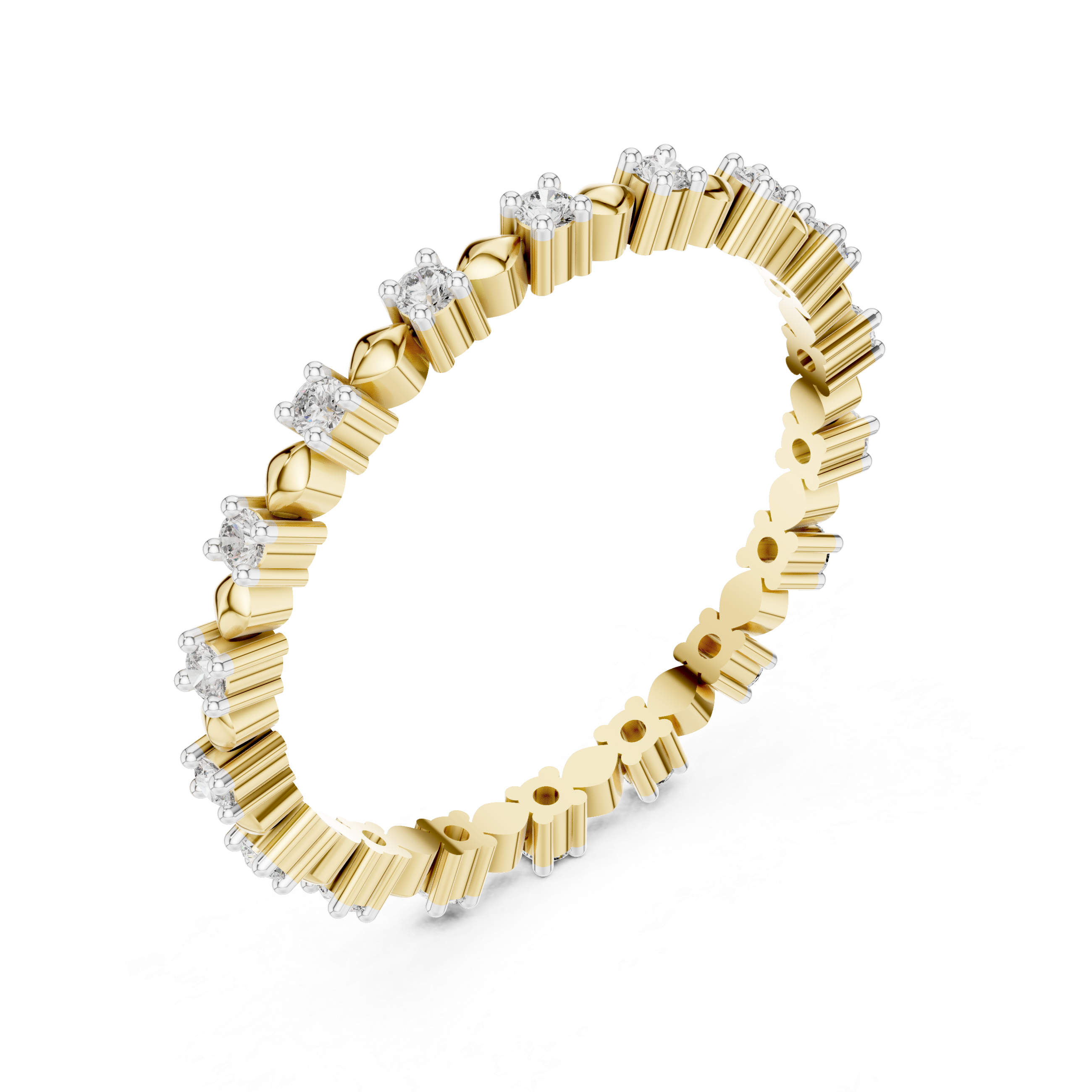 925 Silver Moissanite Eternity Band Ring 14K Gold Plated
