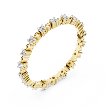 925 Silver Moissanite Eternity Band Ring 14K Gold Plated