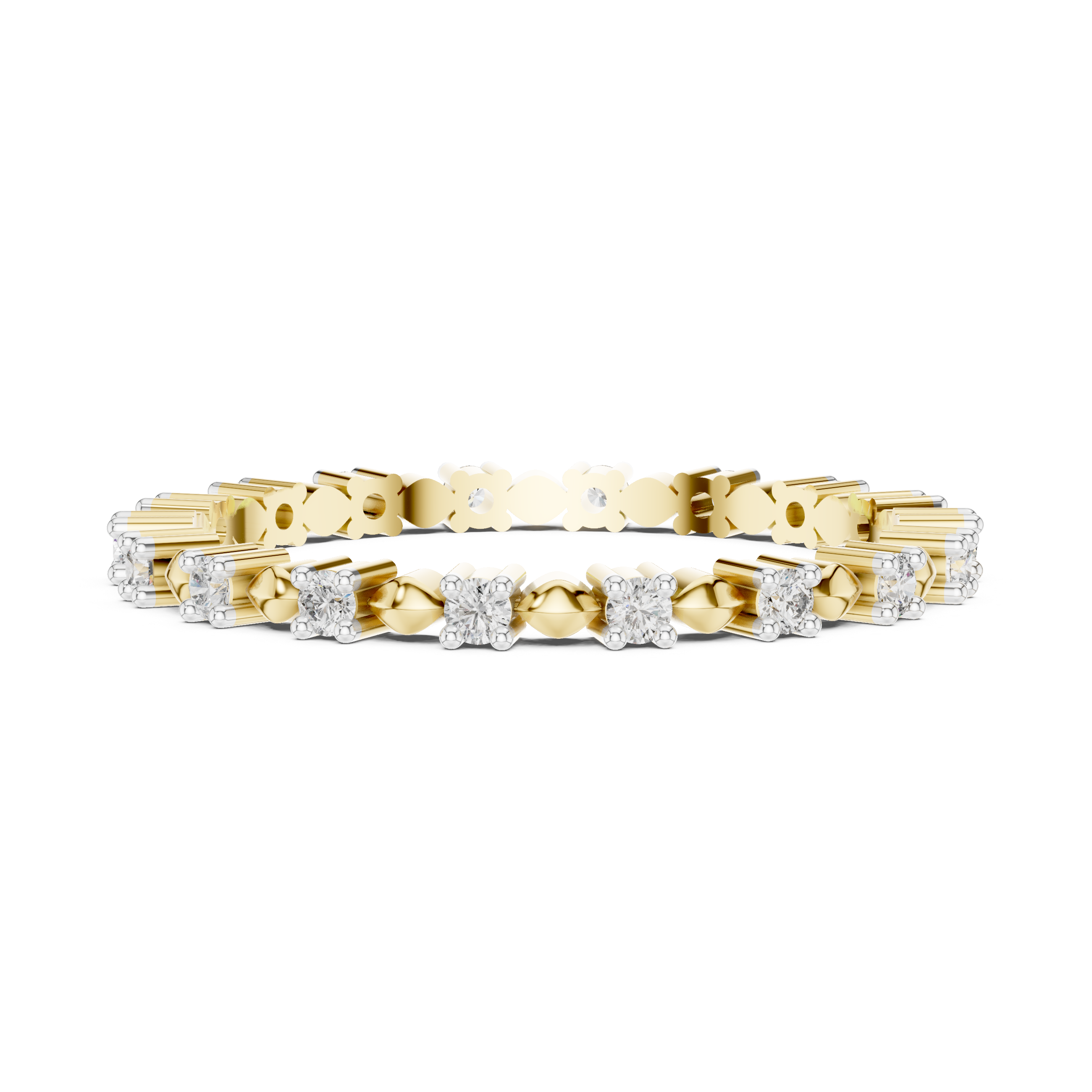 925 Silver Moissanite Eternity Band Ring 14K Gold Plated