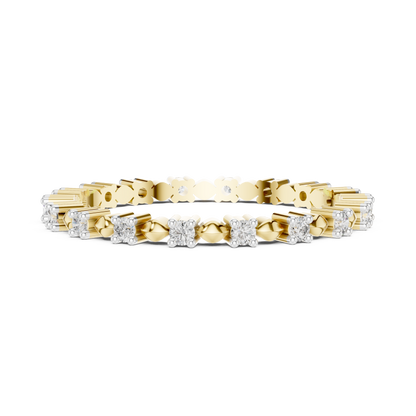 925 Silver Moissanite Eternity Band Ring 14K Gold Plated