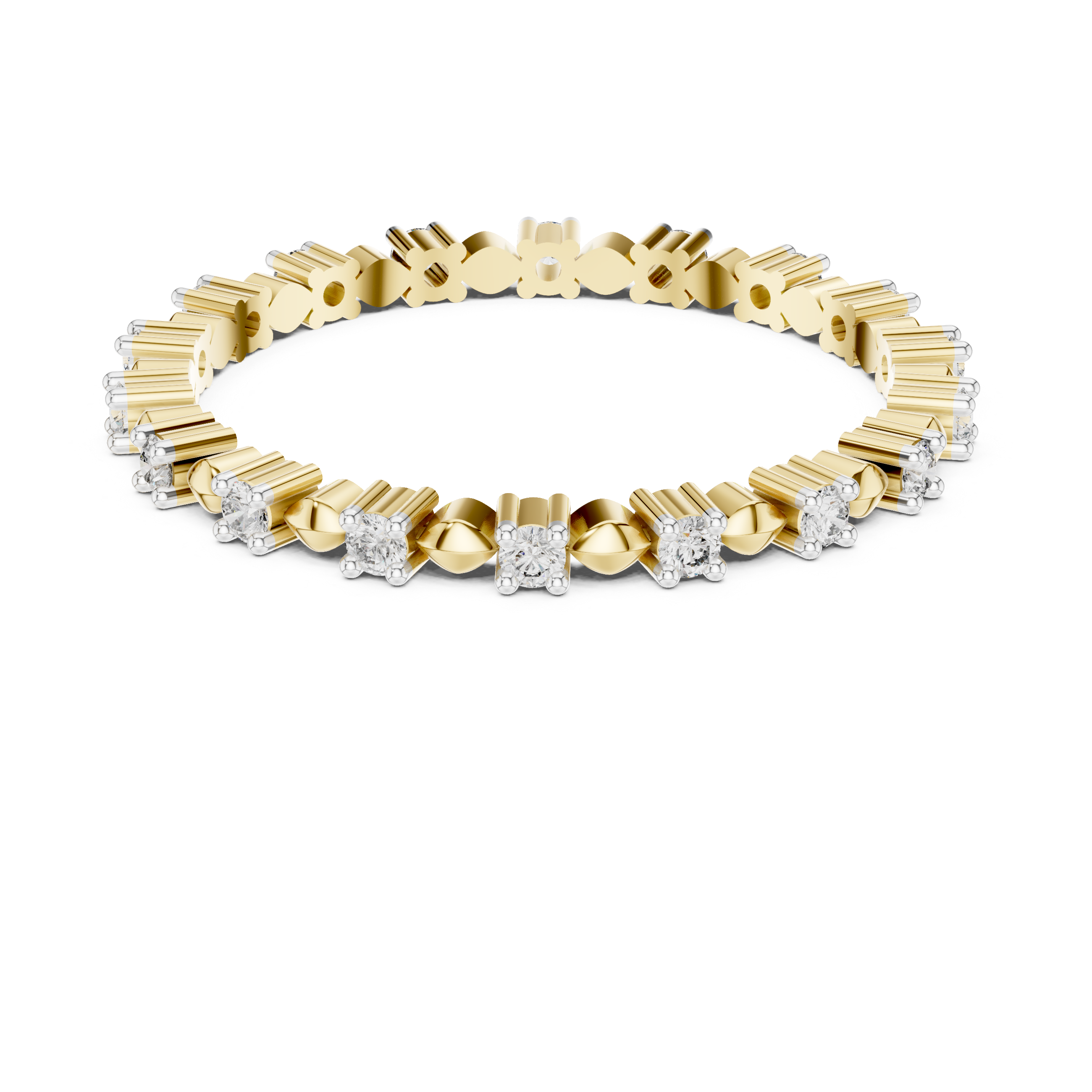 925 Silver Moissanite Eternity Band Ring 14K Gold Plated