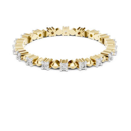 925 Silver Moissanite Eternity Band Ring 14K Gold Plated