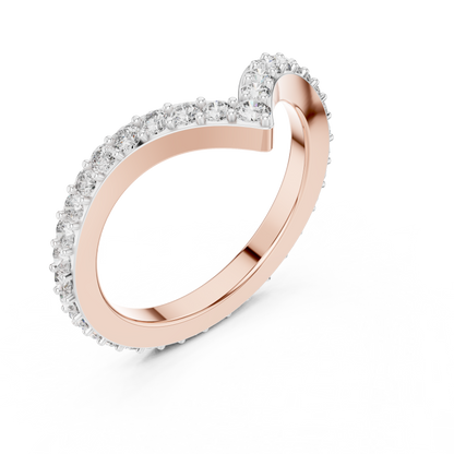 925 Silver Moissanite Pavé Chevron Ring 14K Gold Plated