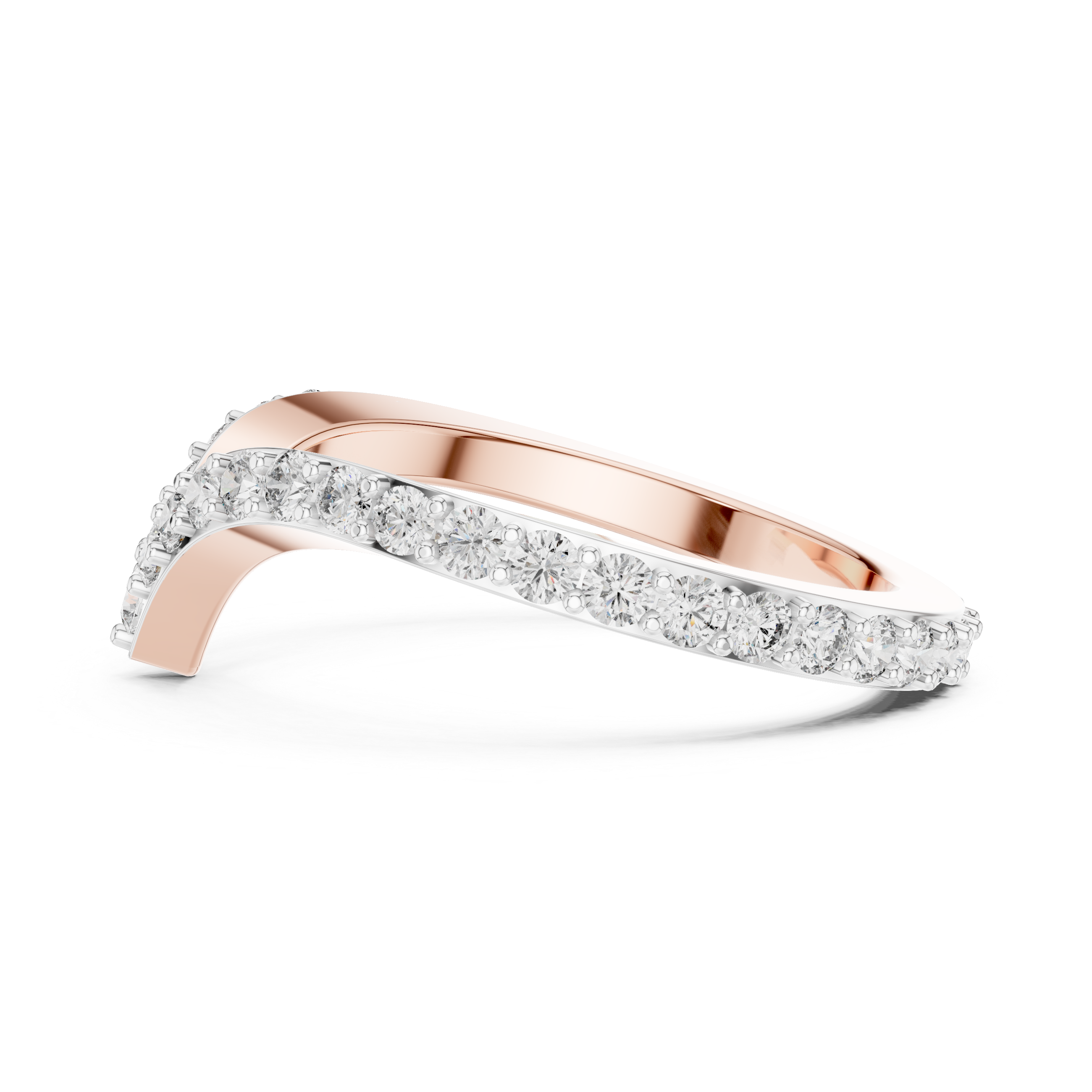 925 Silver Moissanite Pavé Chevron Ring 14K Gold Plated