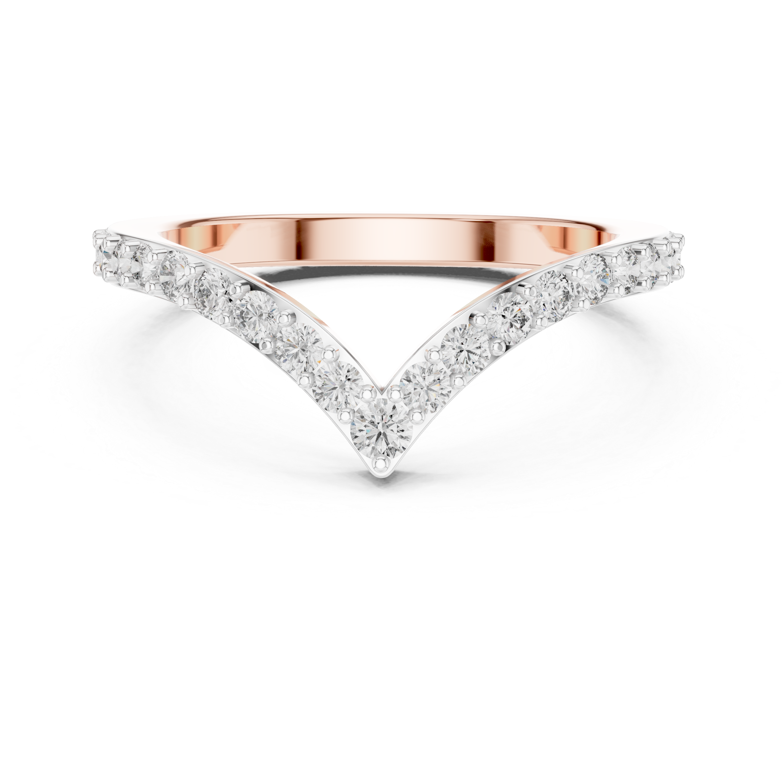 925 Silver Moissanite Pavé Chevron Ring 14K Gold Plated