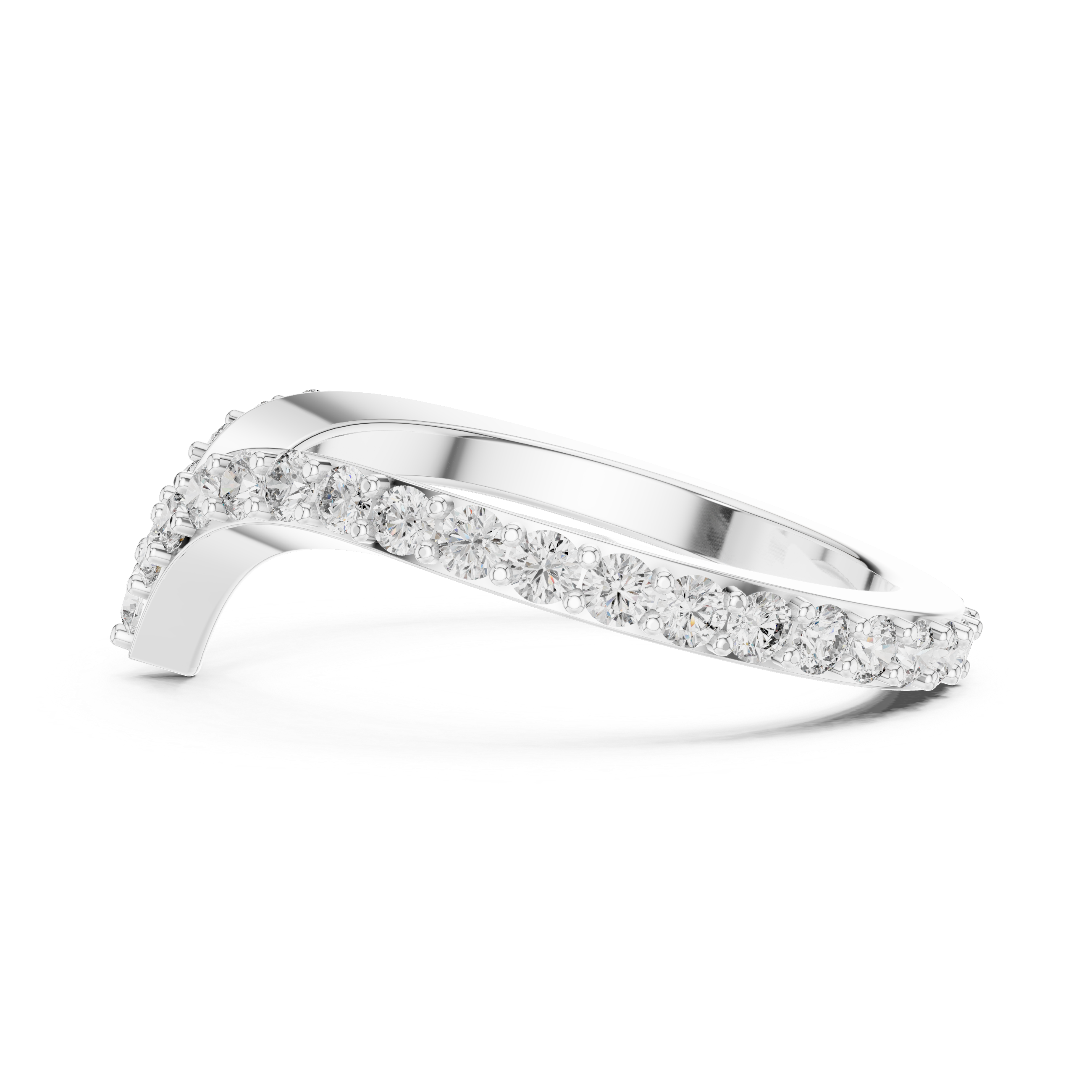 925 Silver Moissanite Pavé Chevron Ring 14K Gold Plated