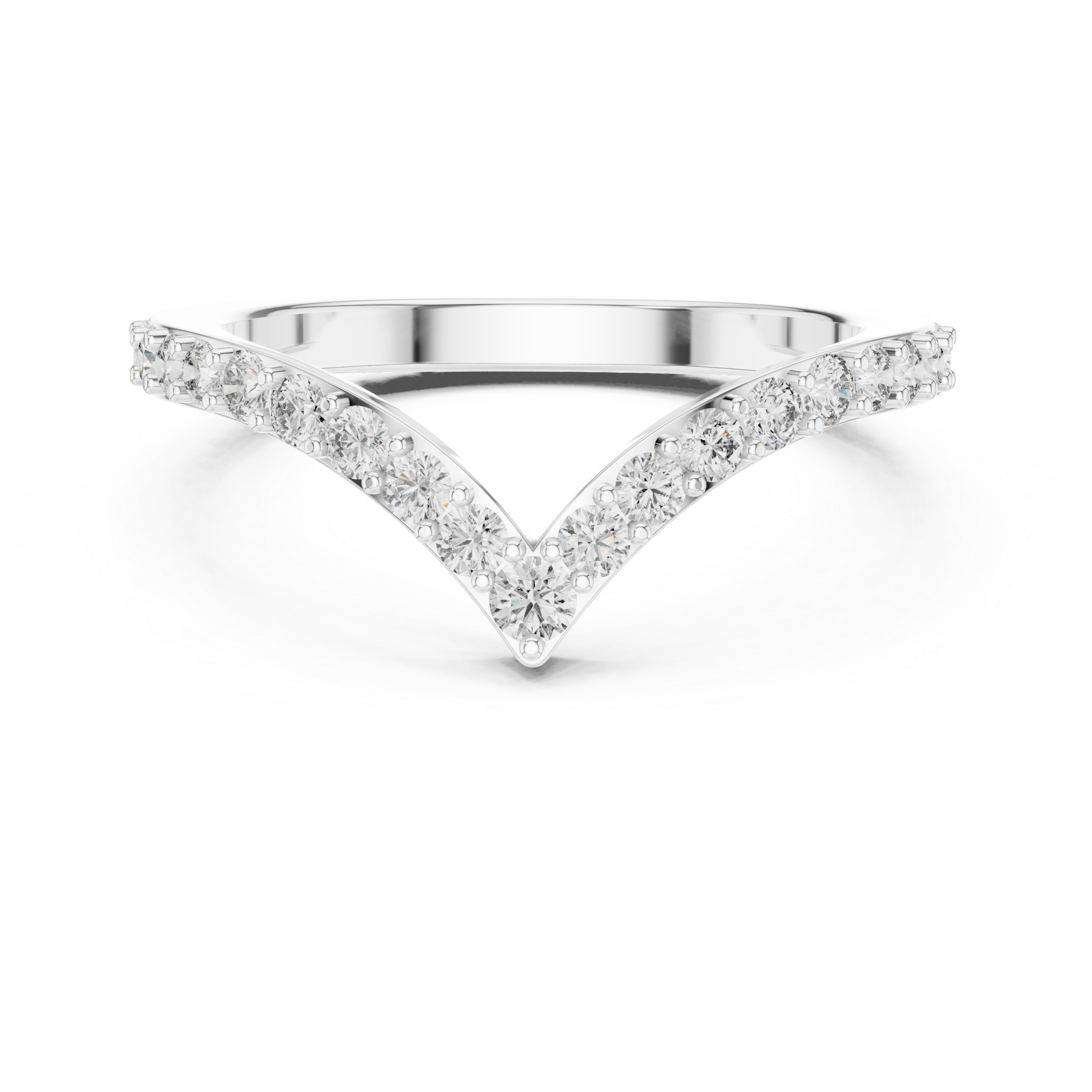 925 Silver Moissanite Pavé Chevron Ring 14K Gold Plated