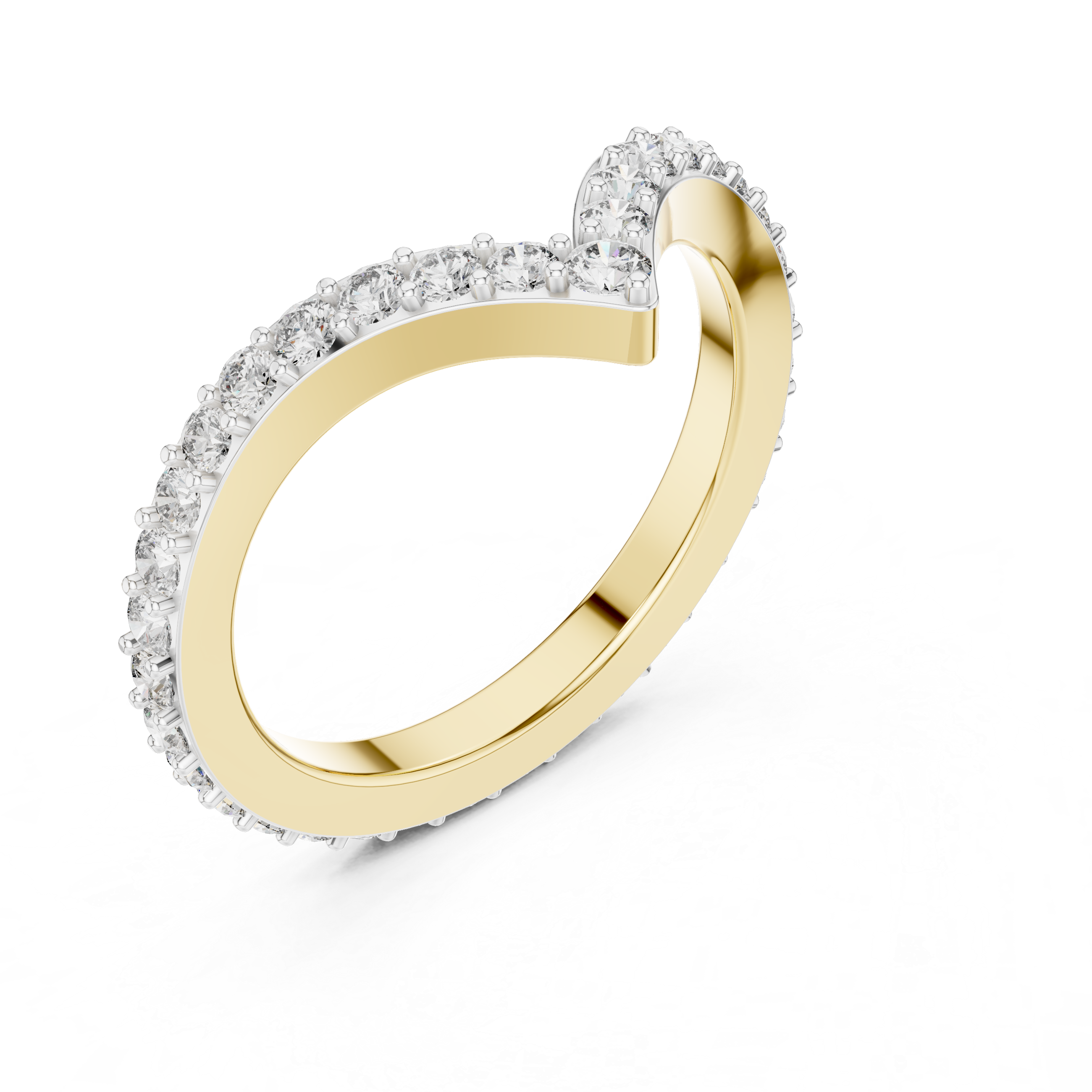 925 Silver Moissanite Pavé Chevron Ring 14K Gold Plated