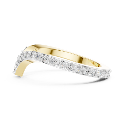 925 Silver Moissanite Pavé Chevron Ring 14K Gold Plated
