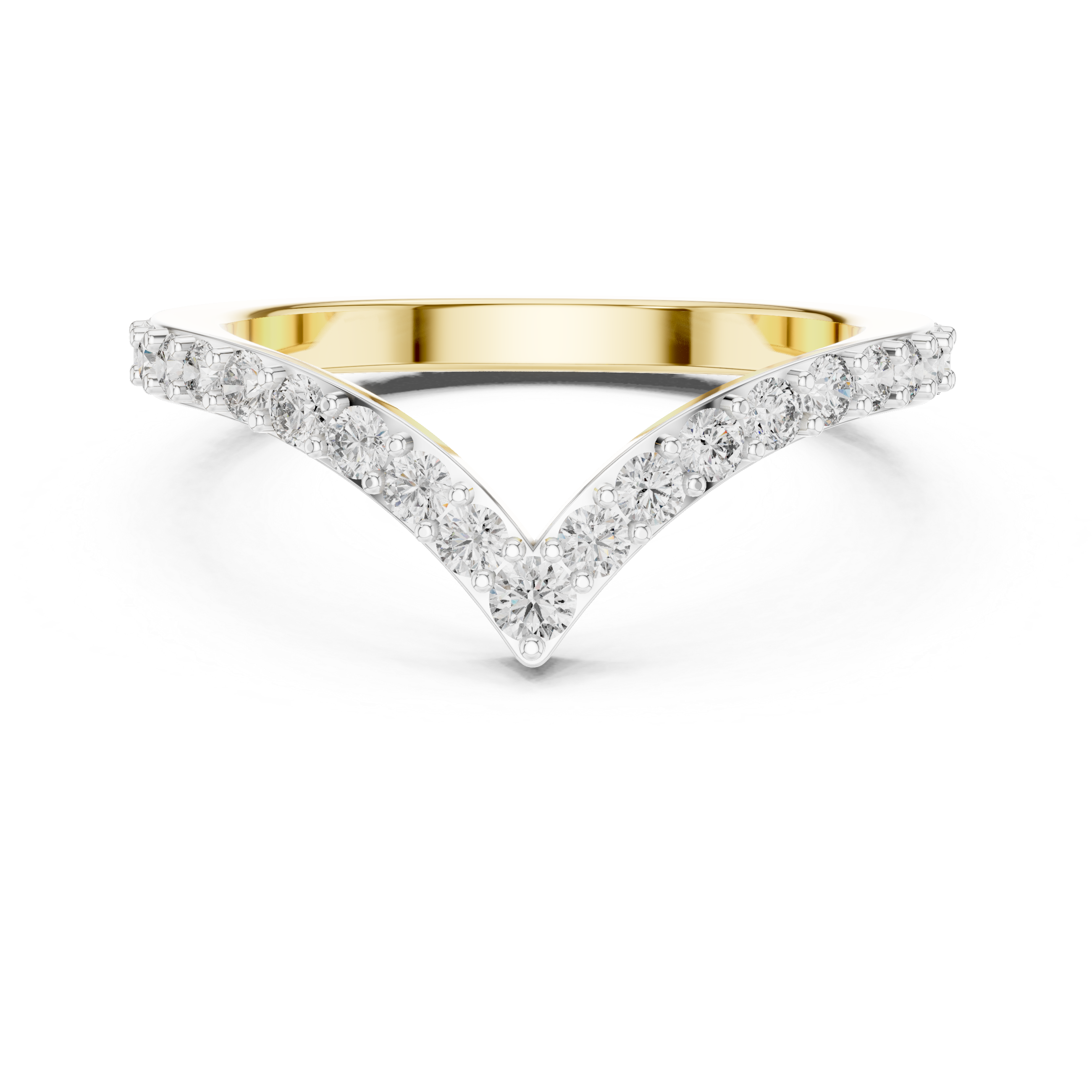 925 Silver Moissanite Pavé Chevron Ring 14K Gold Plated