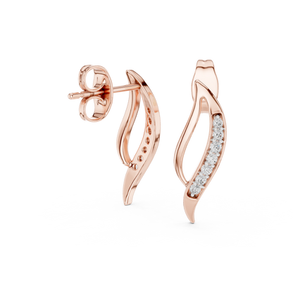 925 Silver Moissanite Fluid Wave Bypass Stud Earrings – 14K Gold Plated