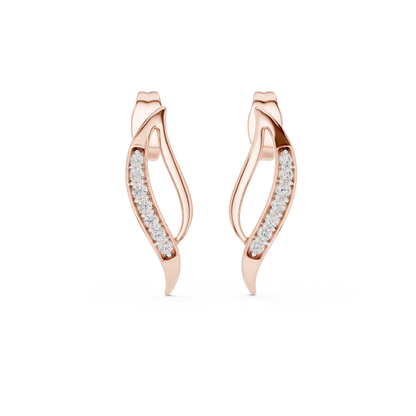 925 Silver Moissanite Fluid Wave Bypass Stud Earrings – 14K Gold Plated