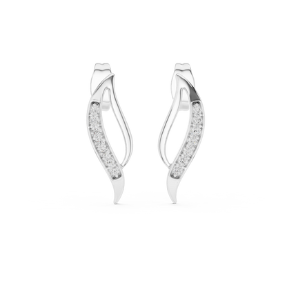 925 Silver Moissanite Fluid Wave Bypass Stud Earrings – 14K Gold Plated
