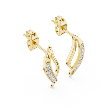 925 Silver Moissanite Fluid Wave Bypass Stud Earrings – 14K Gold Plated