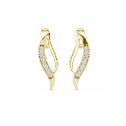 925 Silver Moissanite Fluid Wave Bypass Stud Earrings – 14K Gold Plated