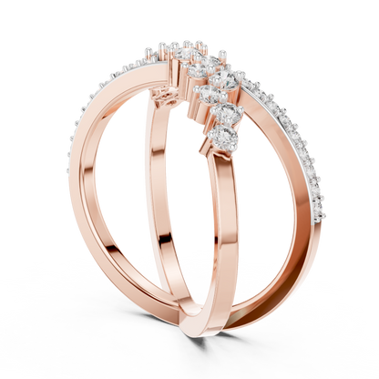 925 Silver Moissanite Crossover Wrap Ring 14K Gold Plated