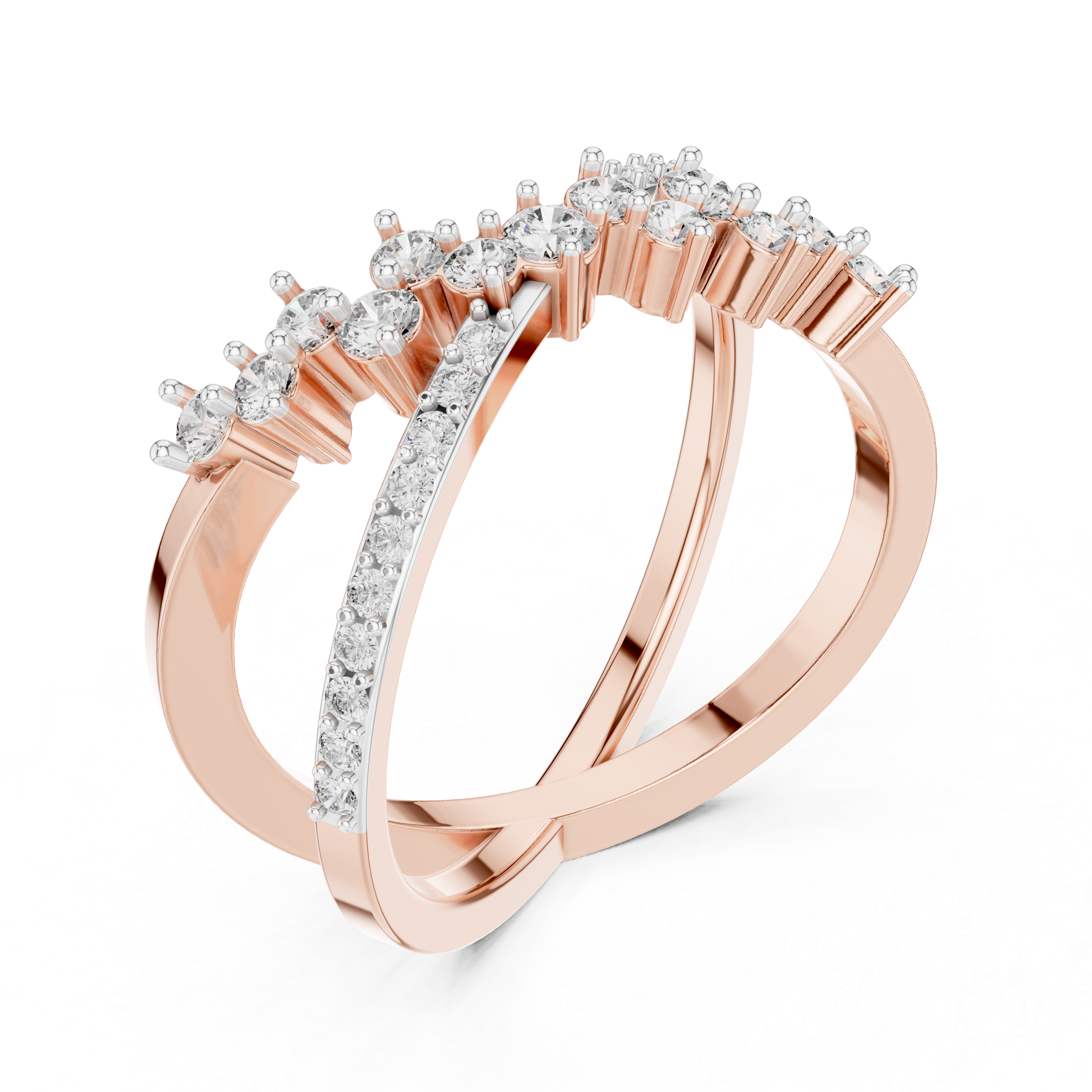 925 Silver Moissanite Crossover Wrap Ring 14K Gold Plated