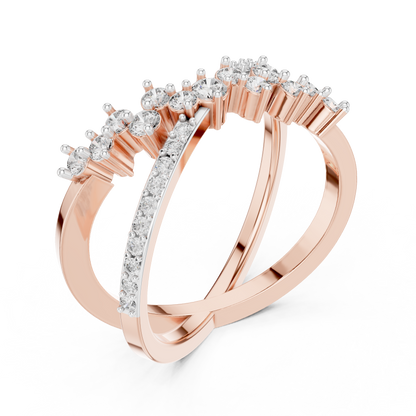 925 Silver Moissanite Crossover Wrap Ring 14K Gold Plated
