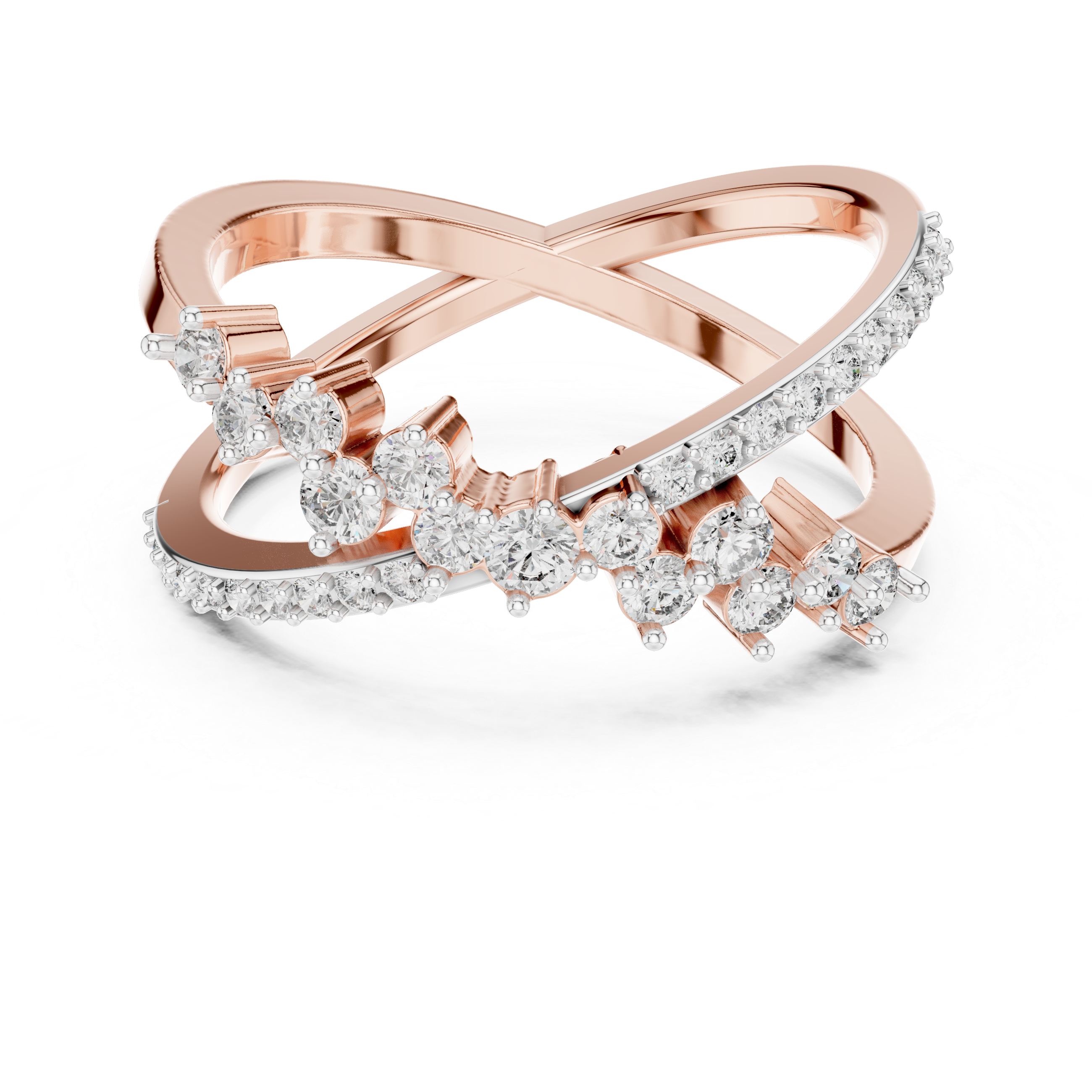 925 Silver Moissanite Crossover Wrap Ring 14K Gold Plated