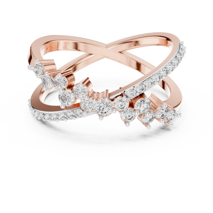 925 Silver Moissanite Crossover Wrap Ring 14K Gold Plated