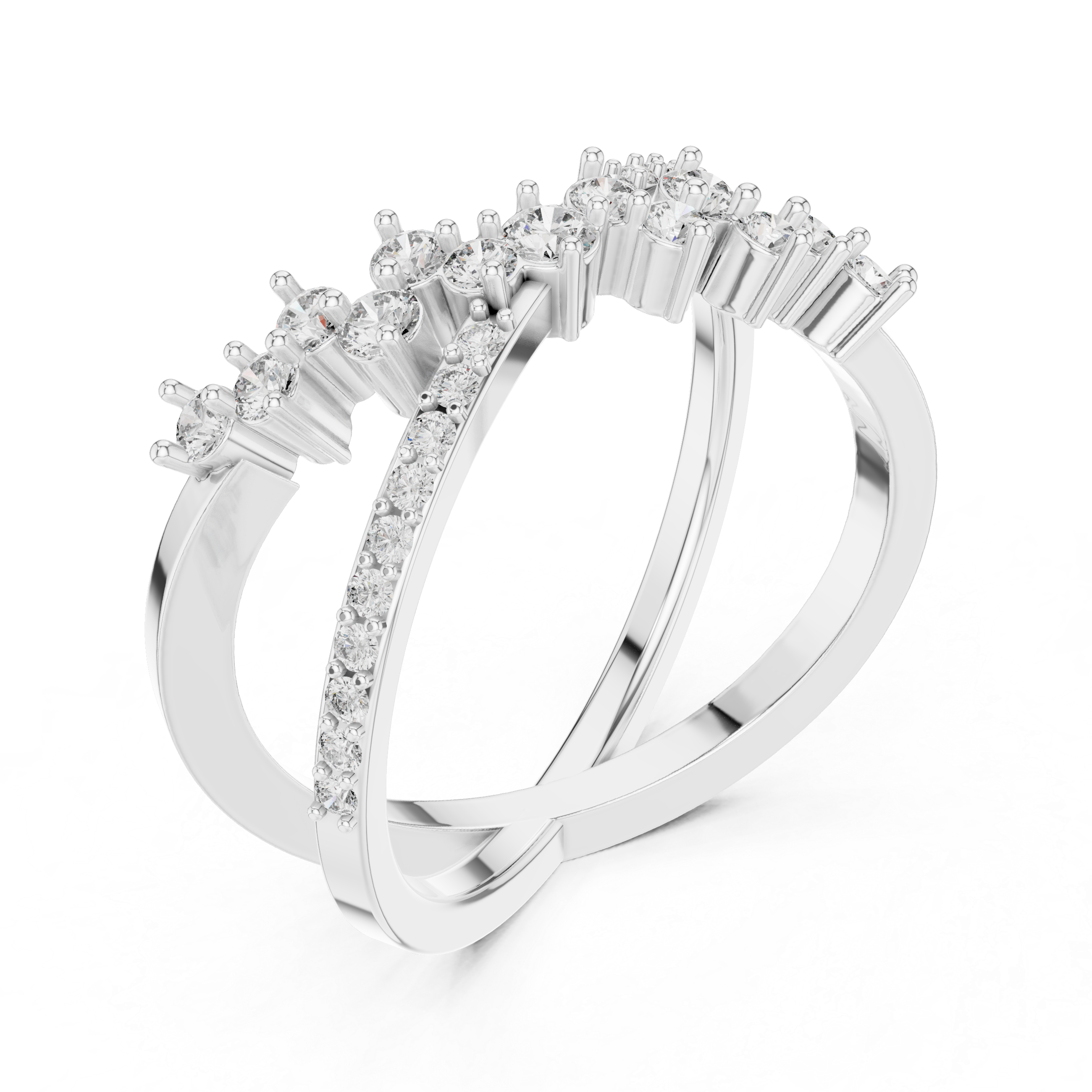 925 Silver Moissanite Crossover Wrap Ring 14K Gold Plated