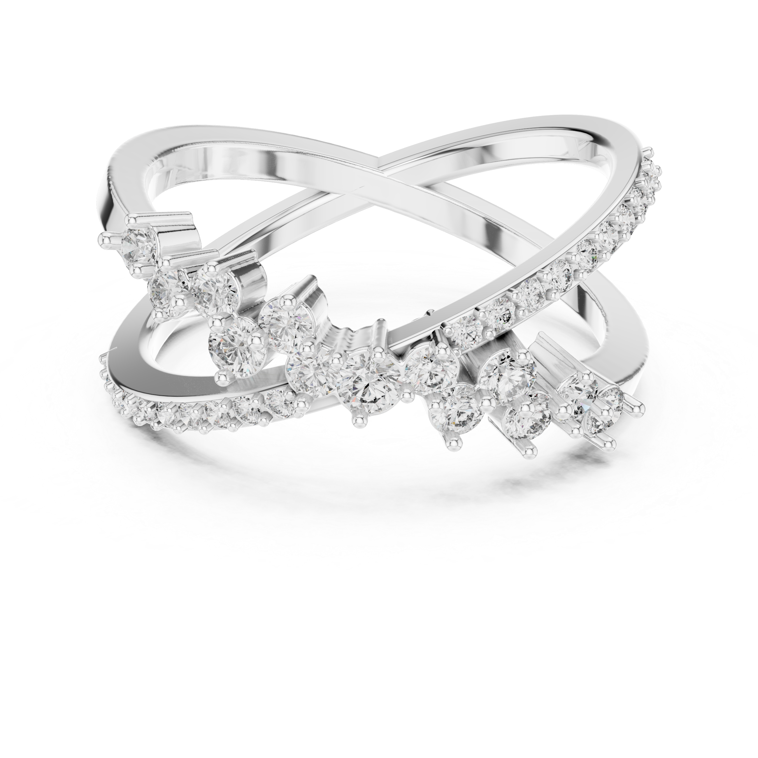 925 Silver Moissanite Crossover Wrap Ring 14K Gold Plated