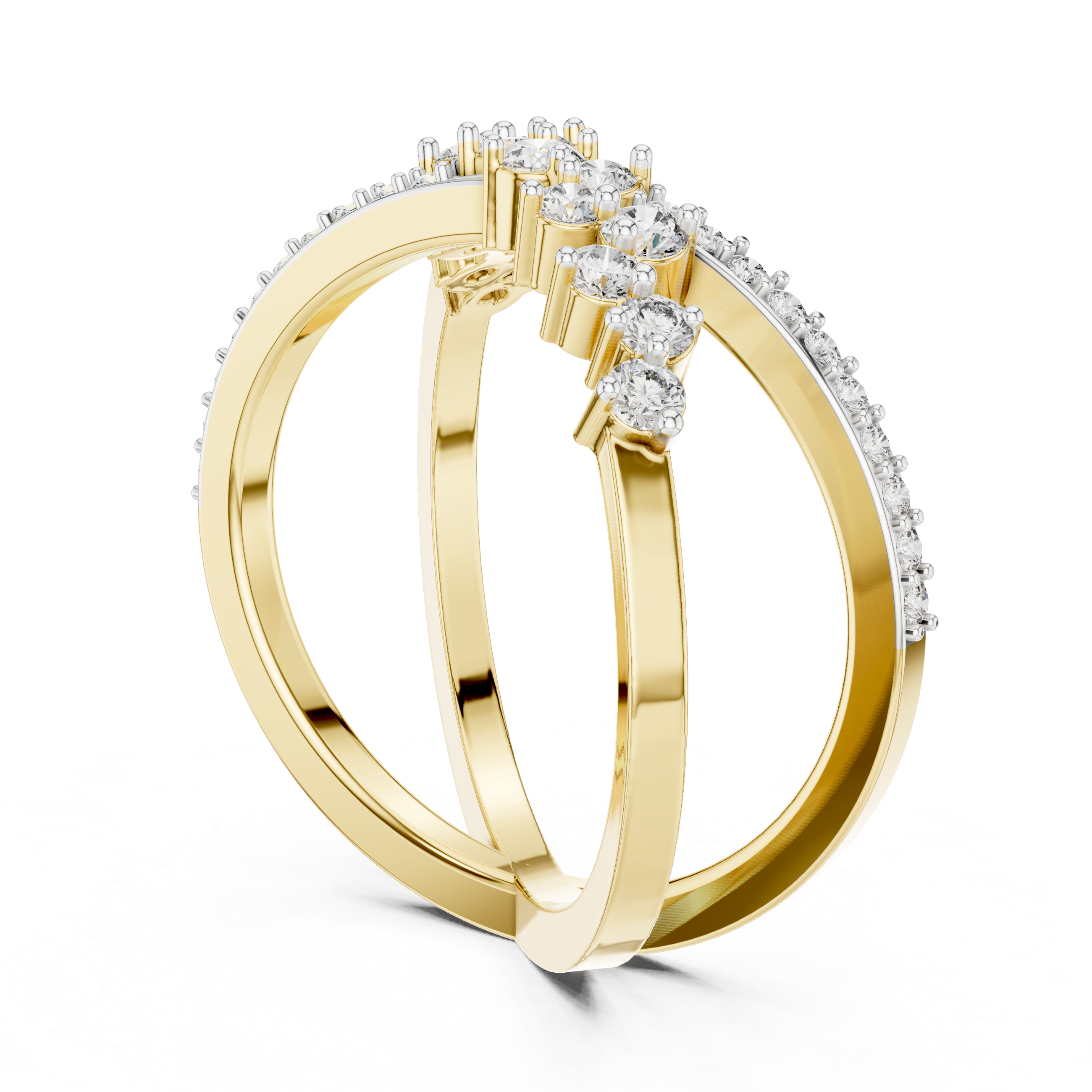 925 Silver Moissanite Crossover Wrap Ring 14K Gold Plated
