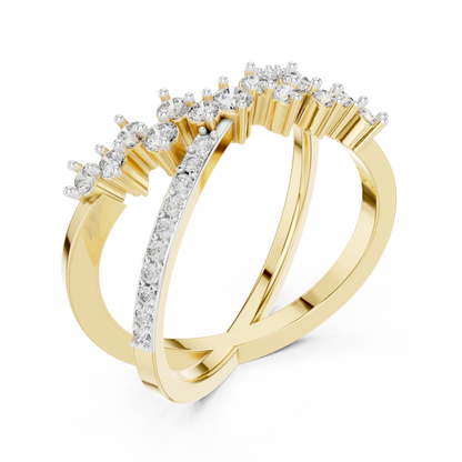 925 Silver Moissanite Crossover Wrap Ring 14K Gold Plated