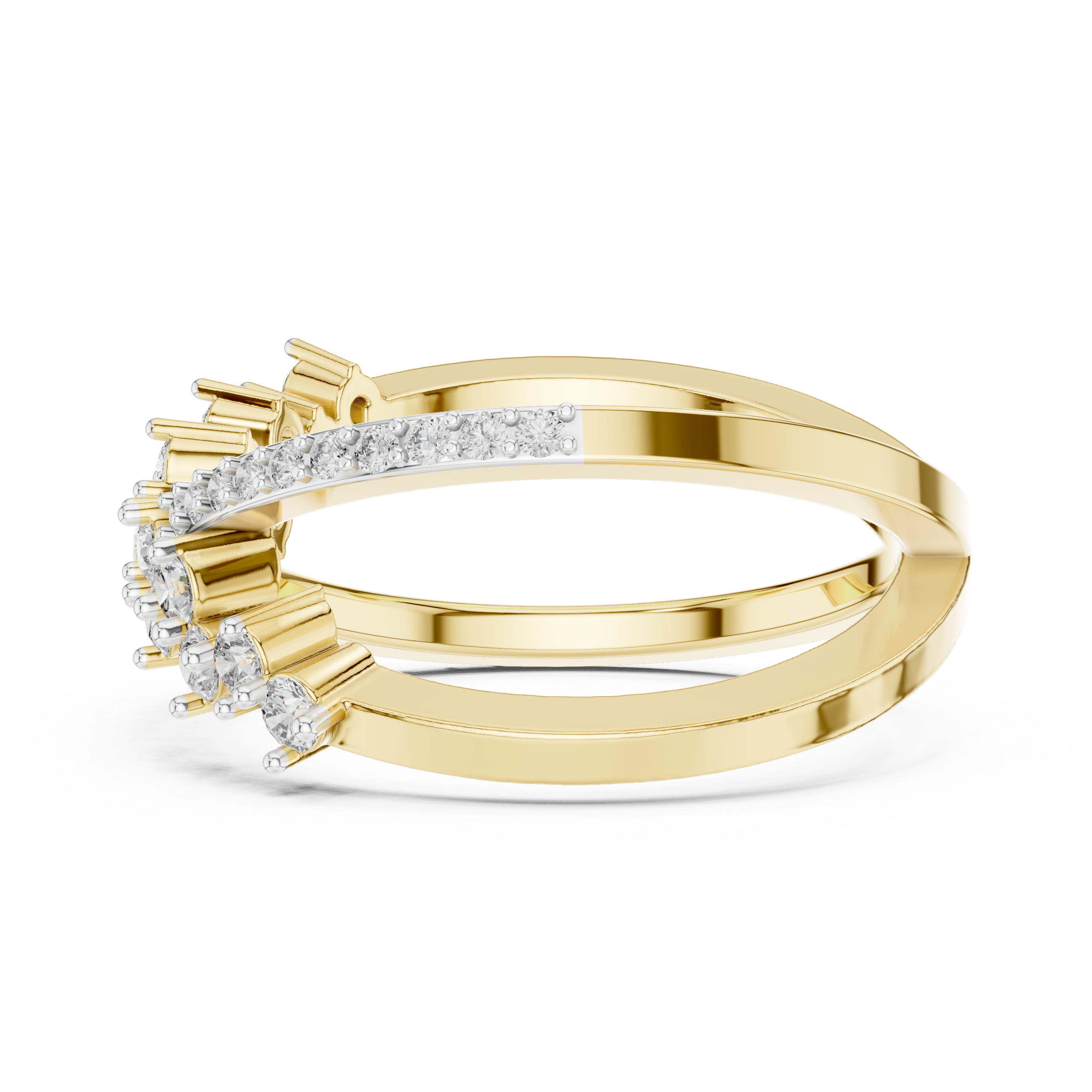 925 Silver Moissanite Crossover Wrap Ring 14K Gold Plated