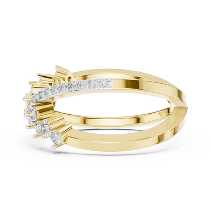 925 Silver Moissanite Crossover Wrap Ring 14K Gold Plated