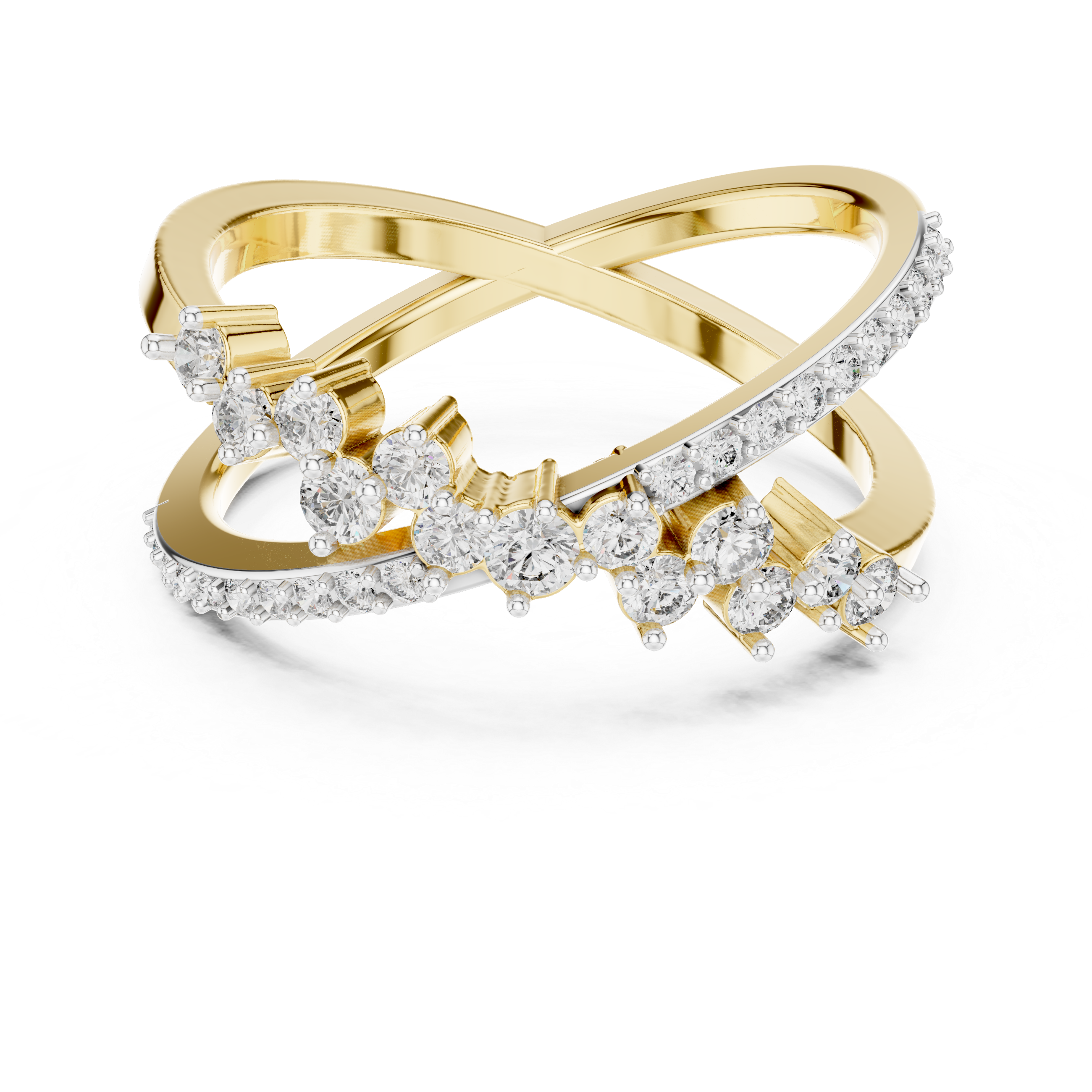 925 Silver Moissanite Crossover Wrap Ring 14K Gold Plated