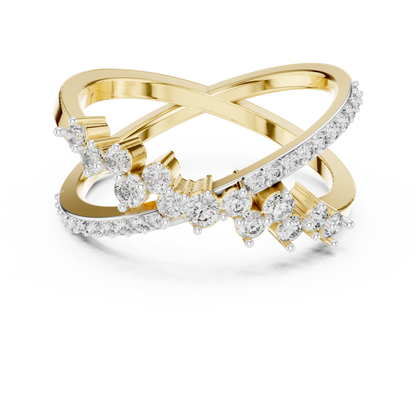925 Silver Moissanite Crossover Wrap Ring 14K Gold Plated