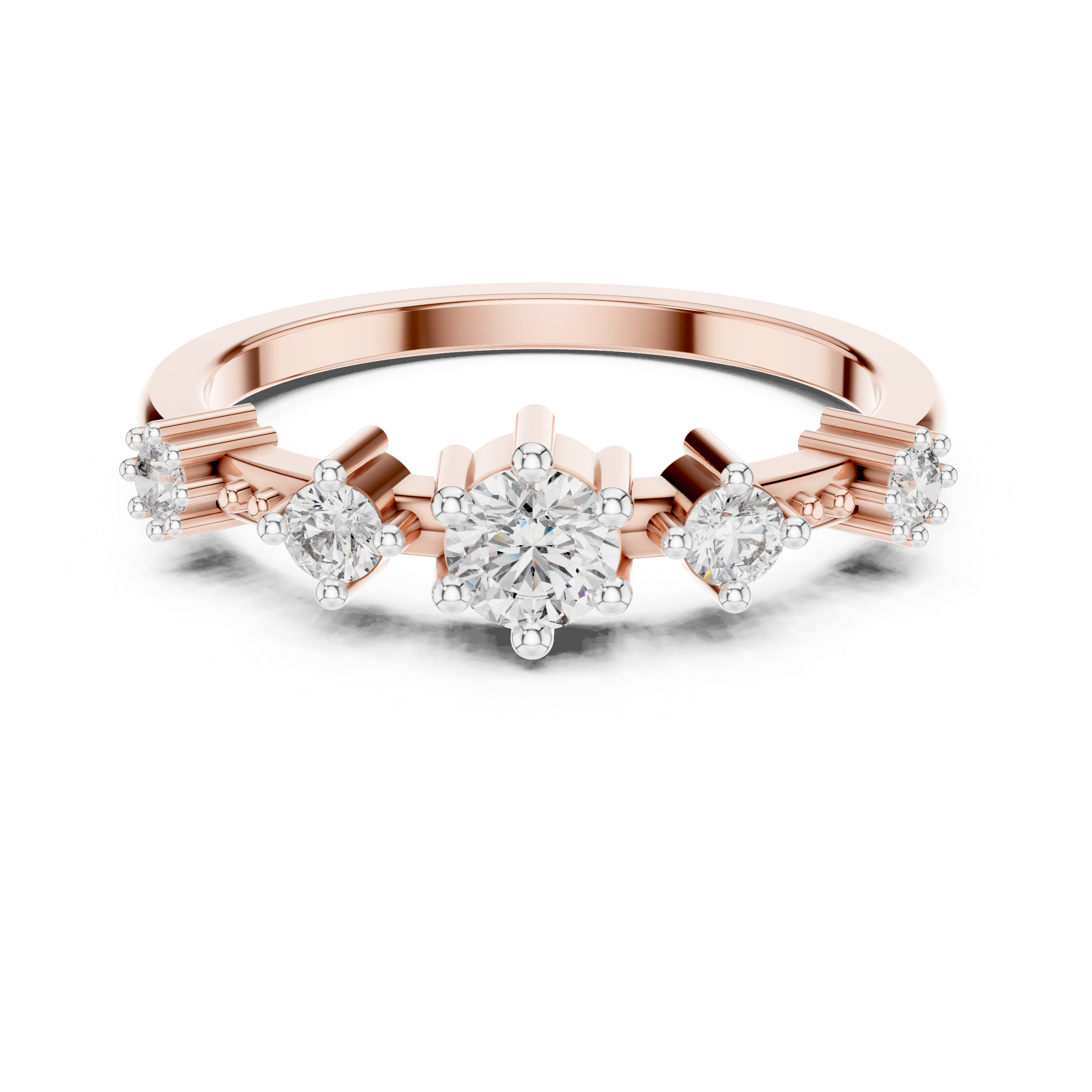 925 Silver Moissanite Five-Stone Ring 14K Gold Plated