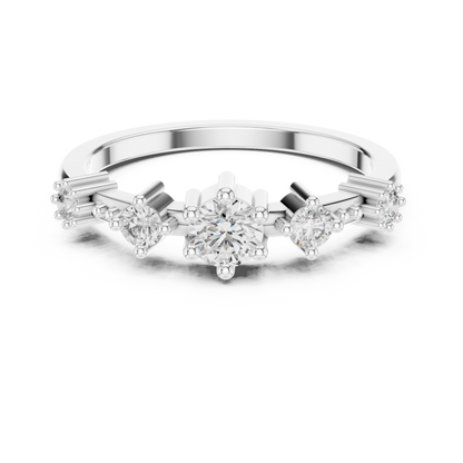 925 Silver Moissanite Five-Stone Ring 14K Gold Plated