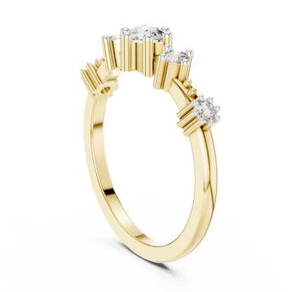925 Silver Moissanite Five-Stone Ring 14K Gold Plated