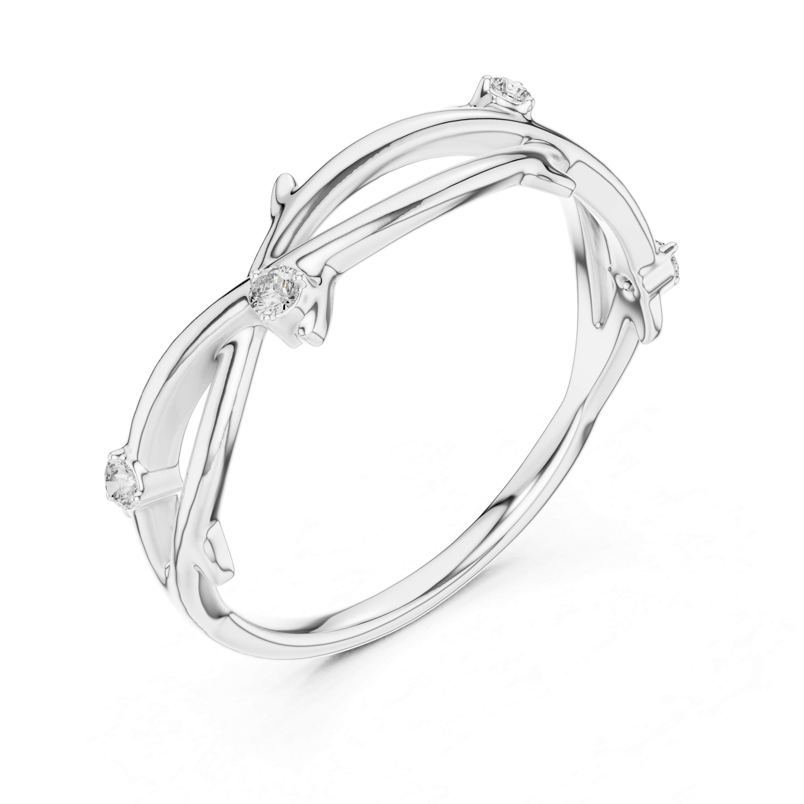 925 Silver Moissanite Branch Style Band Ring 14K Gold Plated