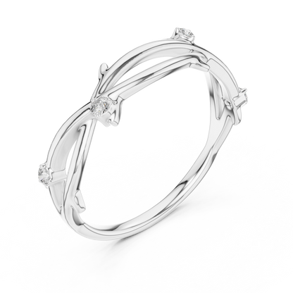 925 Silver Moissanite Branch Style Band Ring 14K Gold Plated