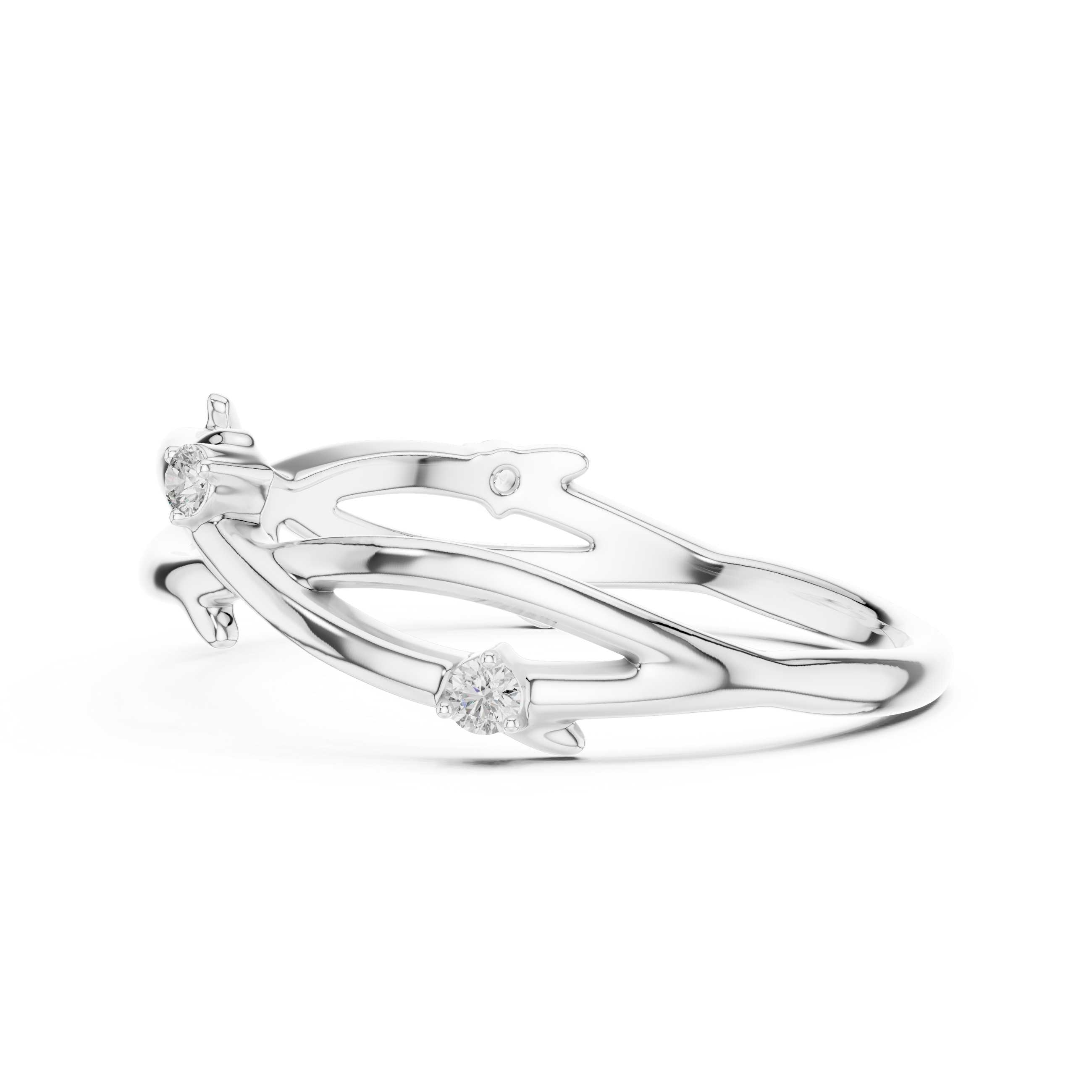 925 Silver Moissanite Branch Style Band Ring 14K Gold Plated