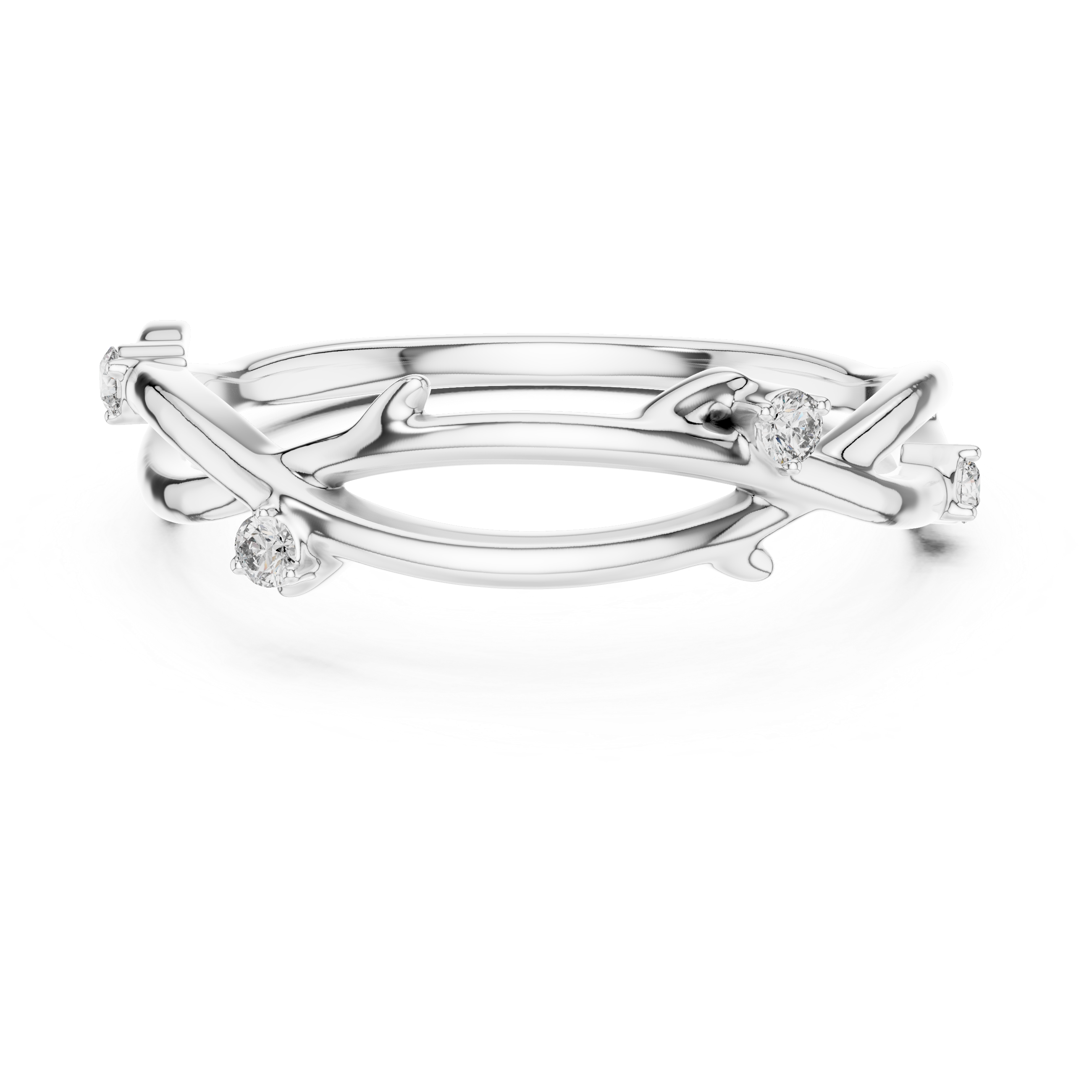 925 Silver Moissanite Branch Style Band Ring 14K Gold Plated