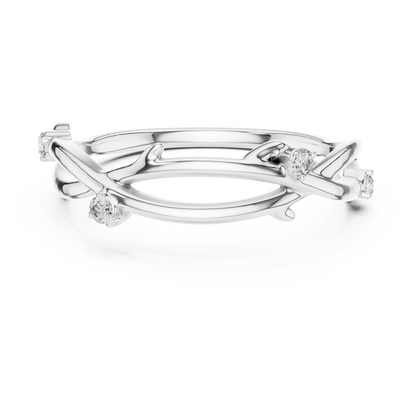 925 Silver Moissanite Branch Style Band Ring 14K Gold Plated