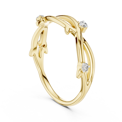 925 Silver Moissanite Branch Style Band Ring 14K Gold Plated