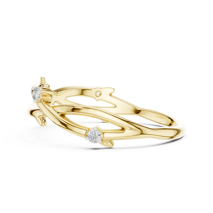 925 Silver Moissanite Branch Style Band Ring 14K Gold Plated