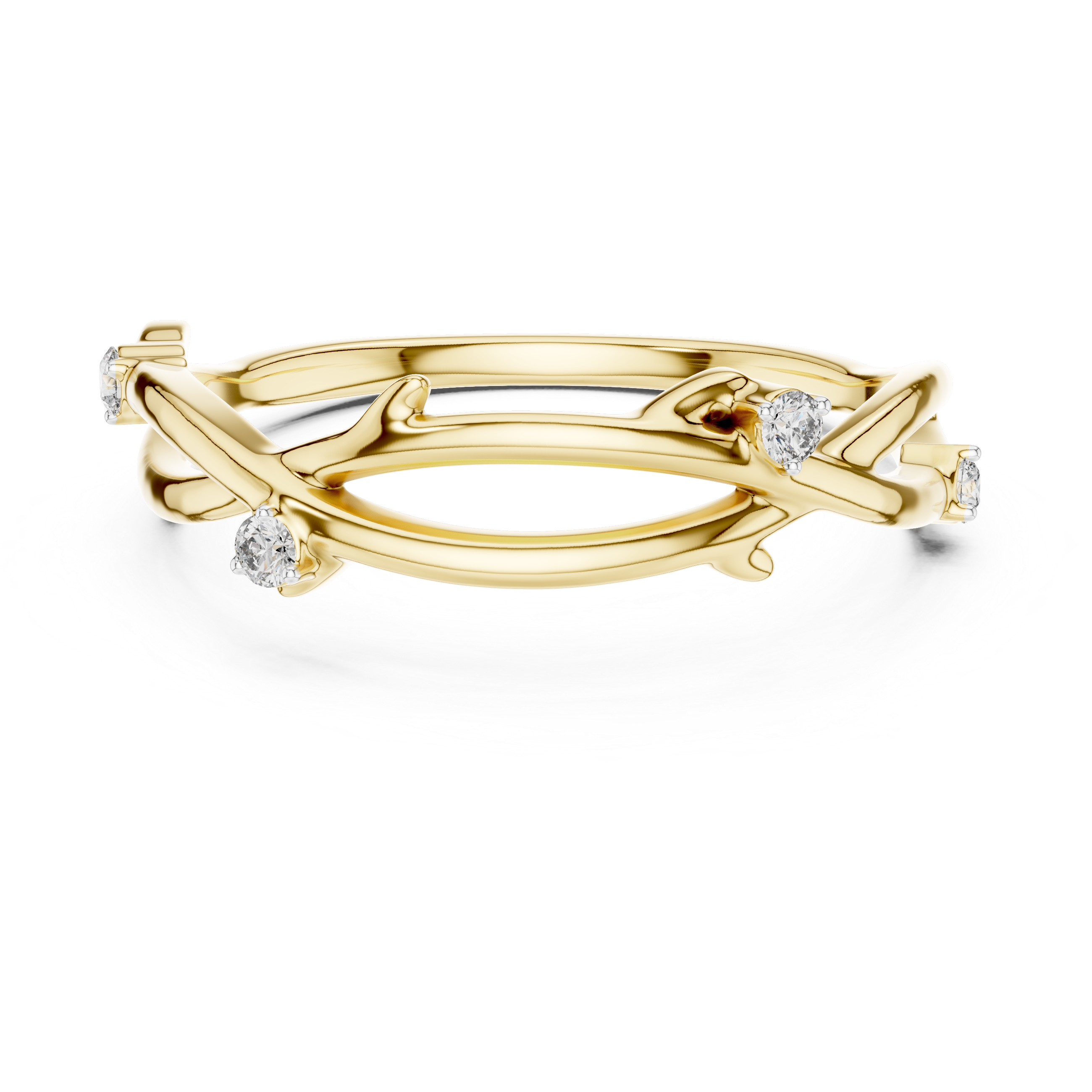 925 Silver Moissanite Branch Style Band Ring 14K Gold Plated