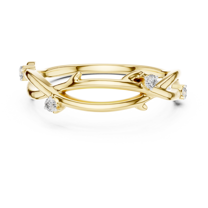 925 Silver Moissanite Branch Style Band Ring 14K Gold Plated