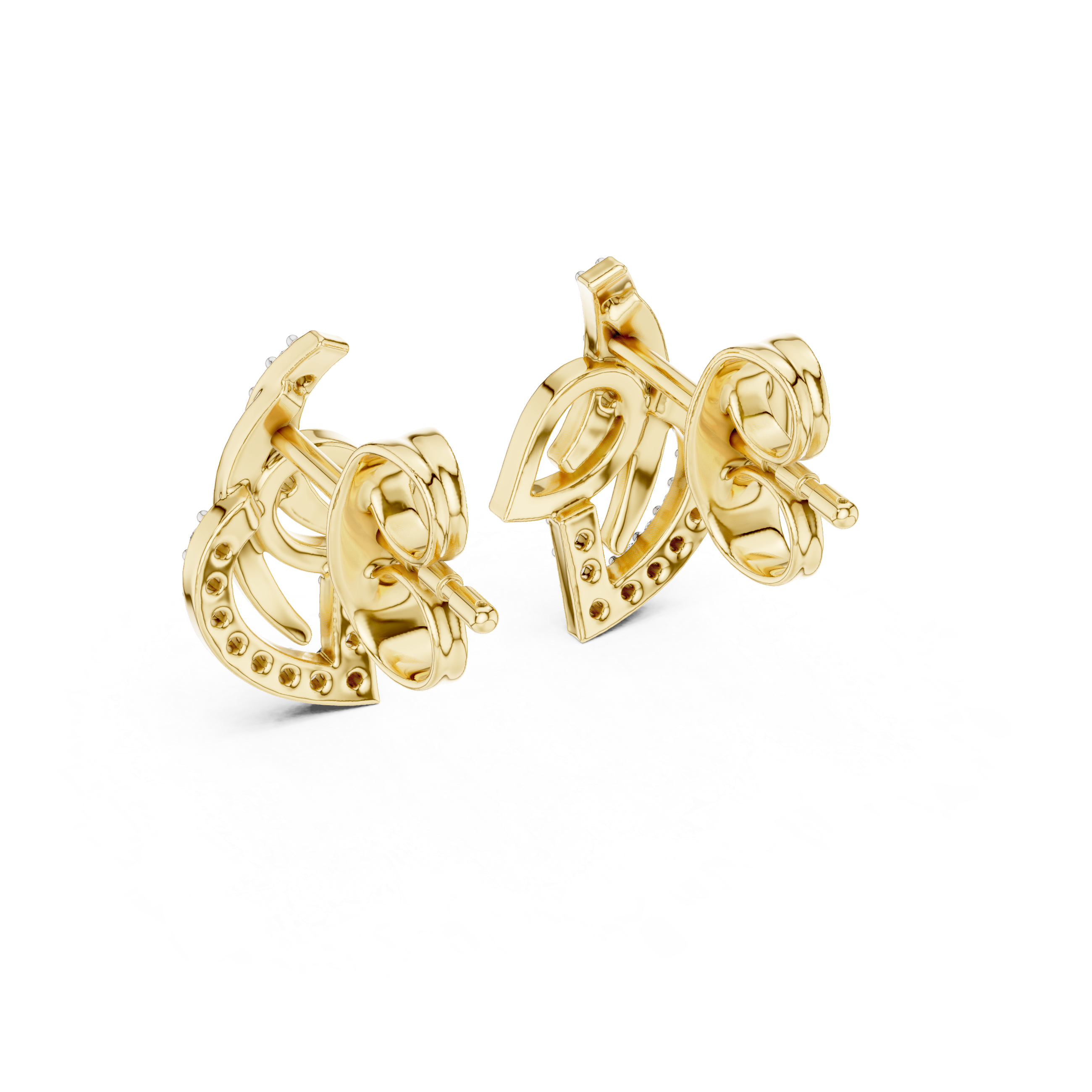 925 Silver Moissanite Nature-Inspired Fluid Leaf Stud Earrings – 14K Gold Plated