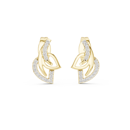 925 Silver Moissanite Nature-Inspired Fluid Leaf Stud Earrings – 14K Gold Plated