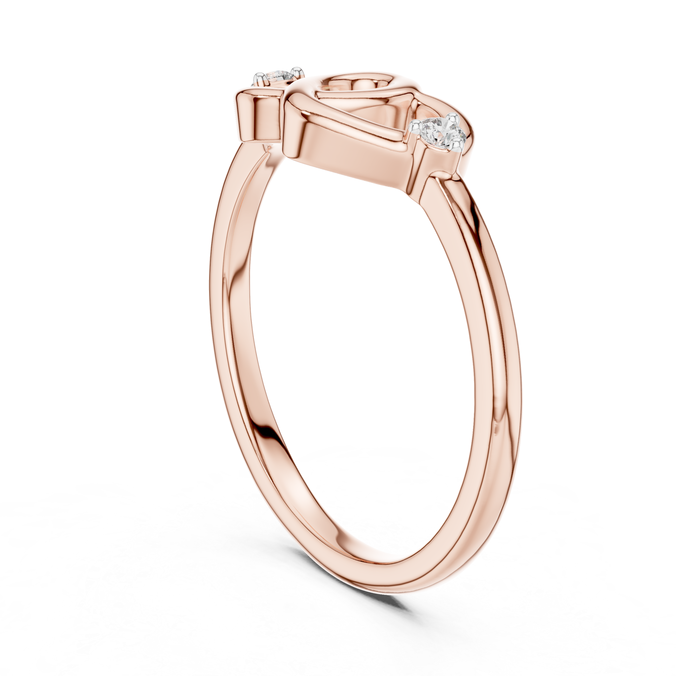 925 Silver Moissanite Interlocking Heart Ring 14K Gold Plated