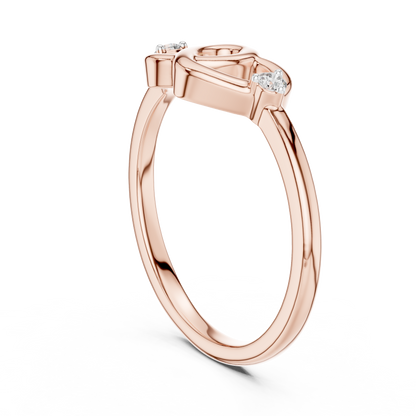 925 Silver Moissanite Interlocking Heart Ring 14K Gold Plated
