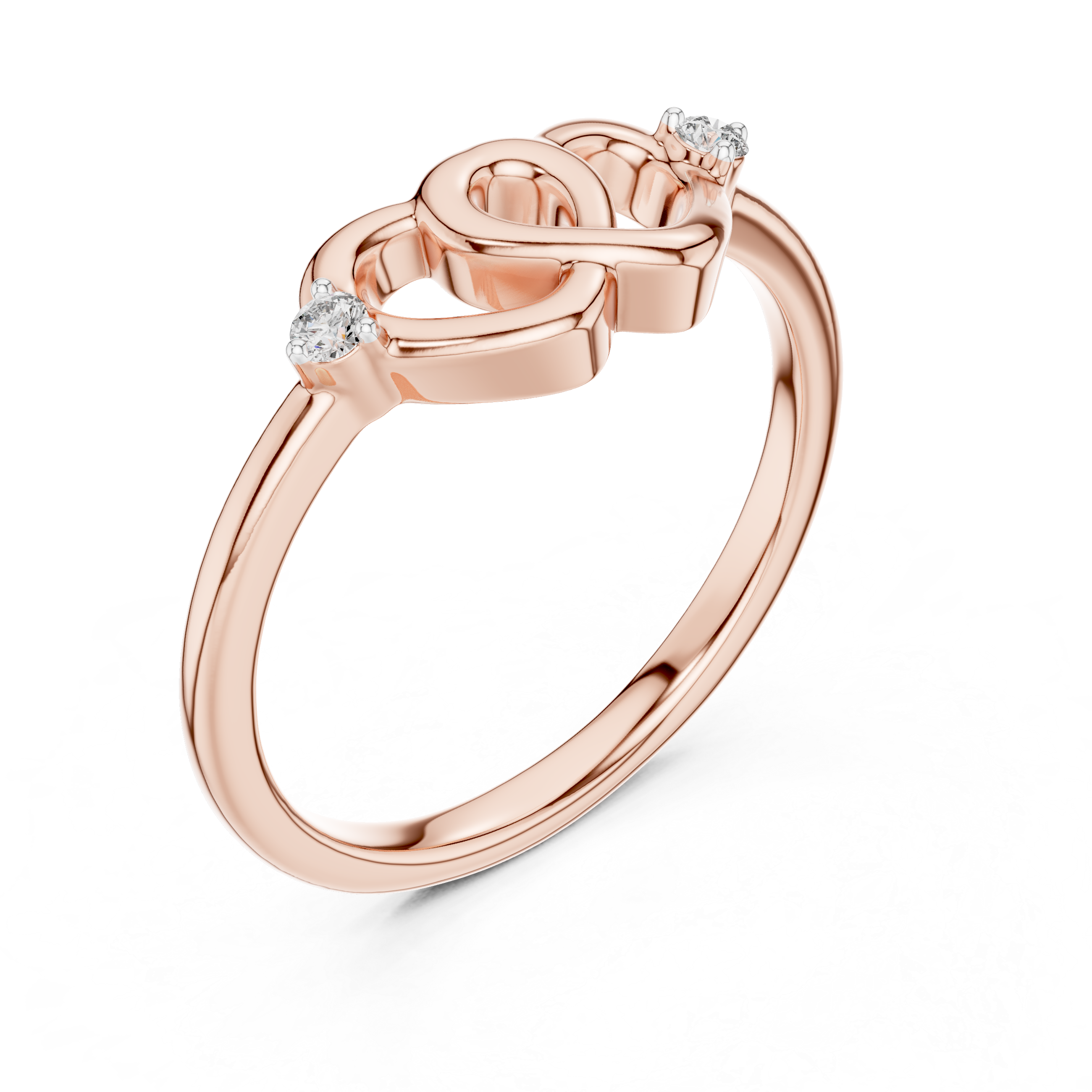 925 Silver Moissanite Interlocking Heart Ring 14K Gold Plated
