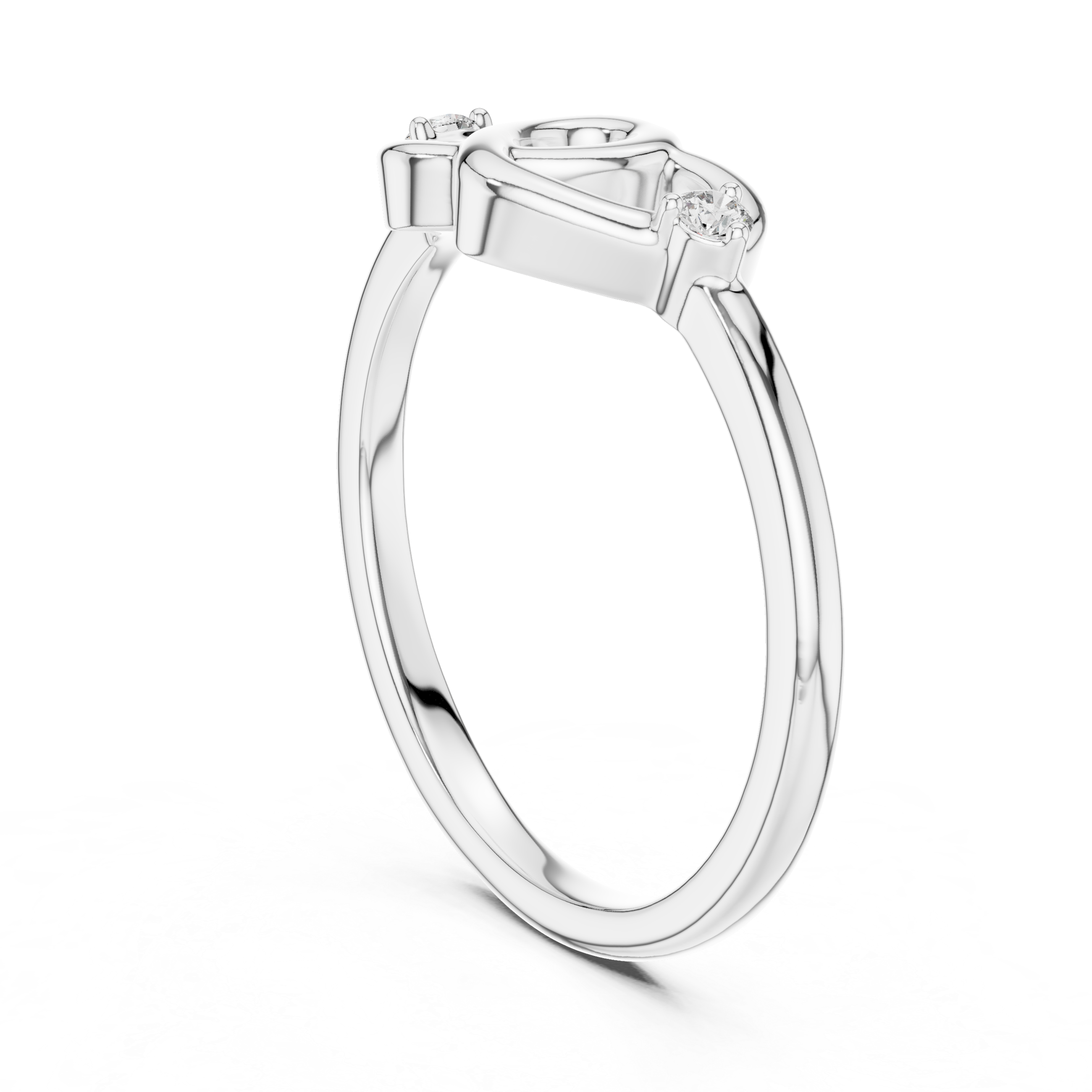 925 Silver Moissanite Interlocking Heart Ring 14K Gold Plated